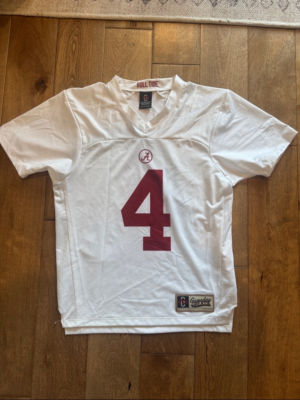 Kids Alabama Crimson Tide White #4 Game Day Jersey